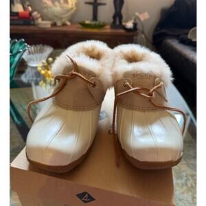 NIB Sperry Saltwater 1-Eye Cozy Ivory Duck Boots, Women 7.5